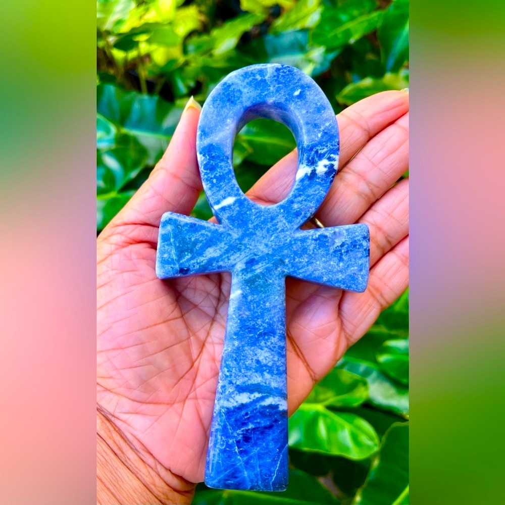 Sodalite Ankh Carving
